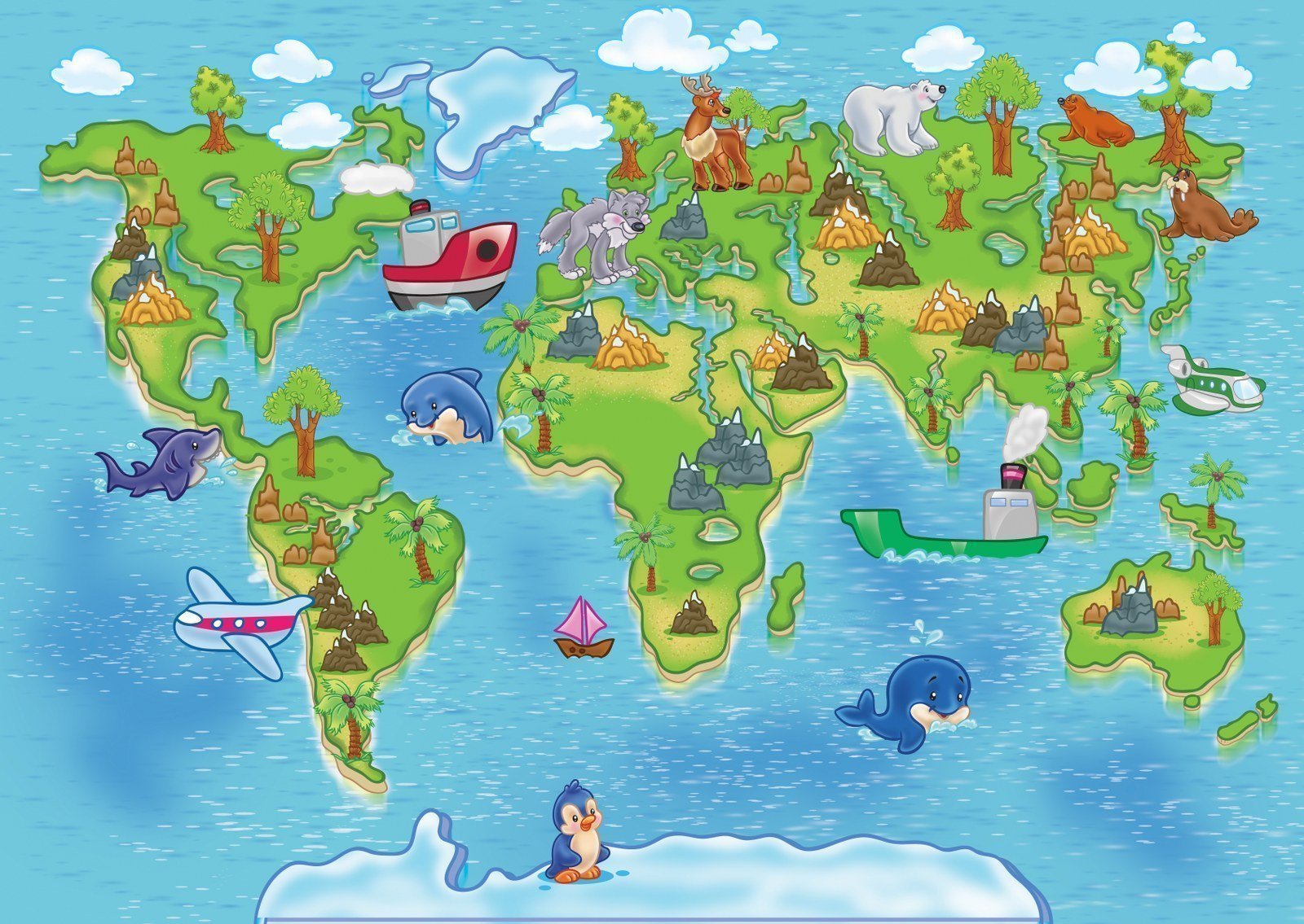 По странам и континентам 6 класс. Карта для детей. Географическая карта для детей.