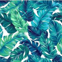 Özel Tasarım Mavi Yeşil Yaprak Desen Duvar Kağıdı