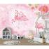 Pembe Çiçekler ve Flamingo Desen Duvar Kağıdı 2955
