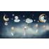 Gece Ay Yıldız Sevimli Hayvanlar Çocuk Duvar Kağıdı 3357