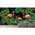 Tropikal Yaprak Flamingolar Desen Duvar Kağıdı 4265