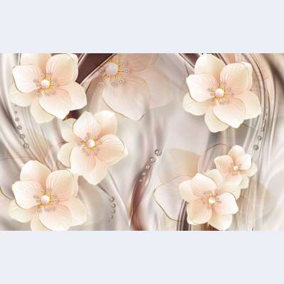 3D Çiçek Pırlanta Desen Duvar Kağıdı 4866