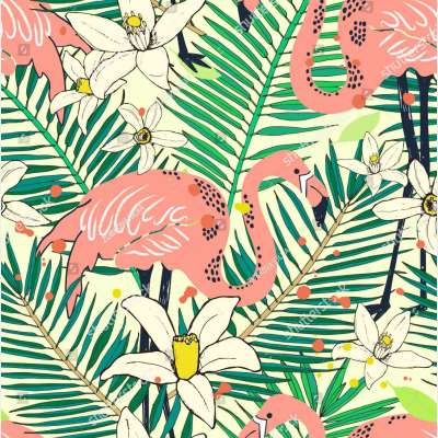 Özel Tasarım Flamingo Desen Duvar Kağıtları