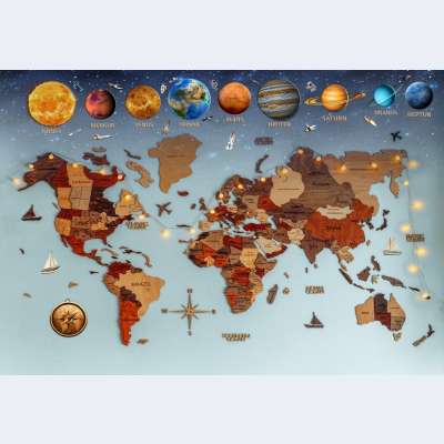 Işıklı Harita Gezegenler Çocuk Duvar Kağıdı 5024
