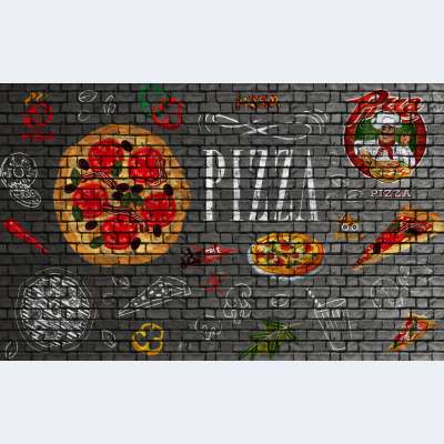 Pizza Özel Tasarım Desen Duvar Kağıdı 4378