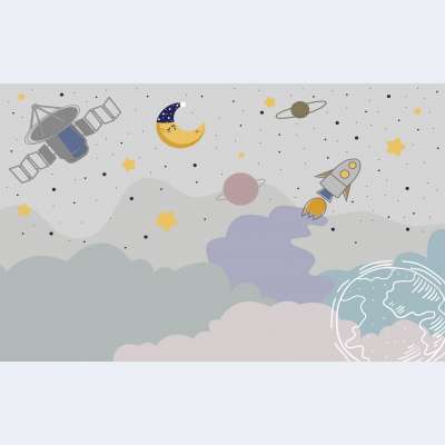 Uzay Gezegenler Yıldızlar Çocuk Duvar Kağıdı 4844